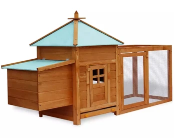 

VidaXL High-Quality Chicken Coop Farm Animal Supplies Outdoor Keeping Hens Ducks With House Nesting Box Large Run With Iron Mesh
