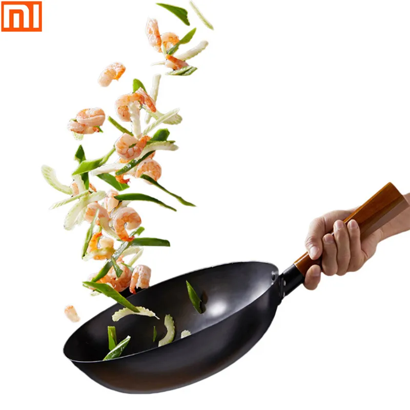

YIWUYISHI Lightweight Stir Fry Pot Kitchen Frying Pan Cooking Tool Cookware Carbon Steel Fry Pans Woks Iron Pot
