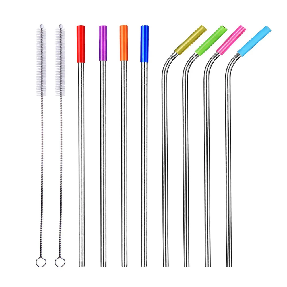 Colorful Stainless Steel Drinking Straw With Cleaning Brush Bar Accessories | Дом и сад