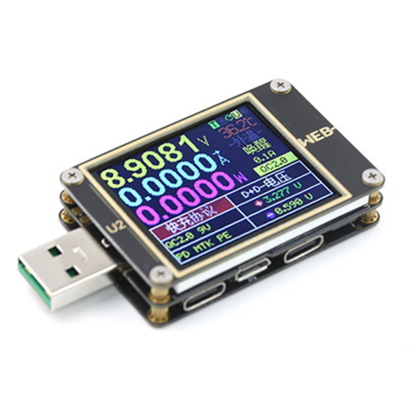 

WEB-U2 USB Color Tester Current Voltmeter QC4+ PD3.0 2 PPS quick Charging Protocol Capacity DC meter 1.77 inch HD diplay