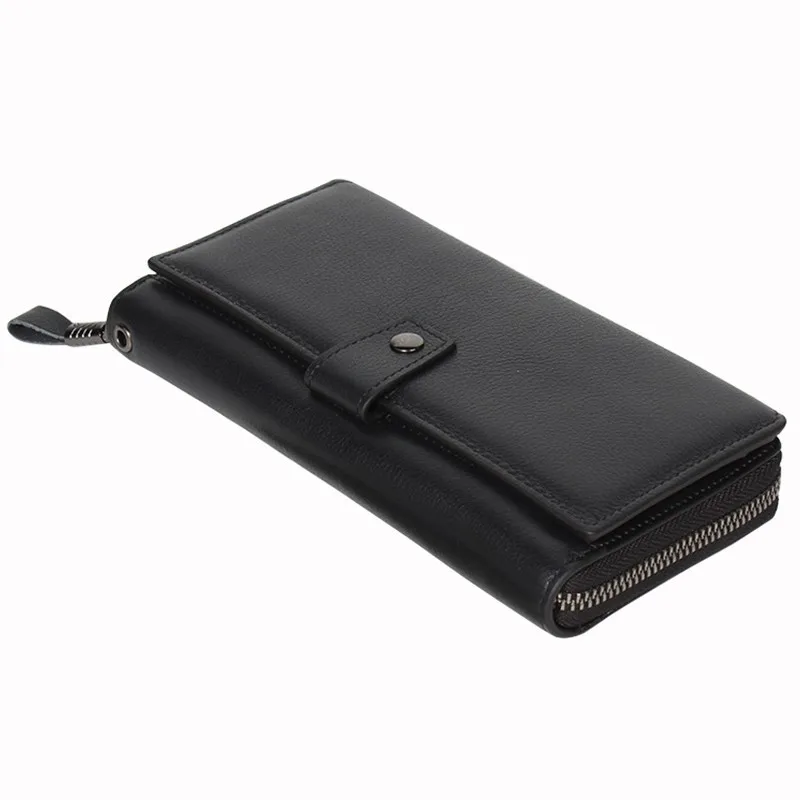 

Luxury Men High-capacity Long Purse With Coin Pocket Cards Holders Genuine Leather Wallets Phone Bags Zipper Clutch