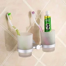 Аксессуары для ванной комнаты стеклянные стаканы для хранения зубных щеток с пространством алюминиевый настенный держатель для душевой комнаты