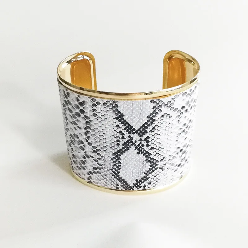 2019 Fashion Jewelry Titanium Steel Bracelet Super Unique Gradient Snake Print Leather Bracelets for Women Opening Bangle Female|Charm Bracelets| - AliExpress