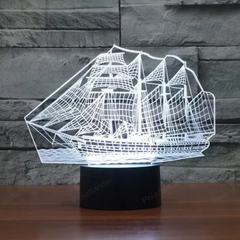 

3d lights gifts Christmas atmosphere table lamp LED Lamp touch night light New creative sailboat lights