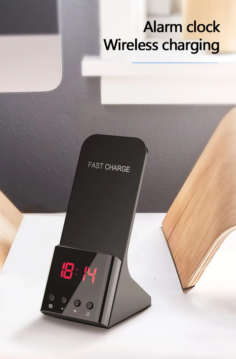 

10W Qi Fast Wireless Charger Qi Standard Wireless Charging with Alarm Clock Stand for IPhone X XS Max 7 8 Samsung Galaxy S8 S9