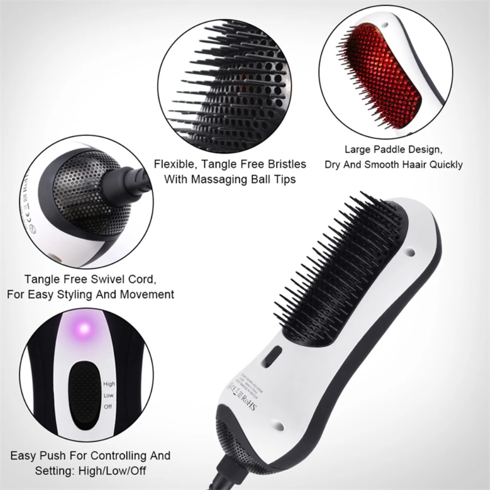 

Dropship 3 In 1 Far Infrared Dryer Hair Brush Hair Straightener Air Comb Promote Scalp Blood Circula Salon Beauty Supplies
