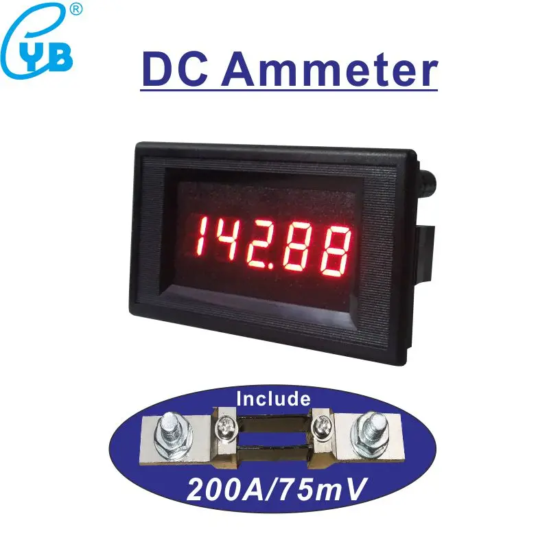 Red 4-1/2 Digit LED DC 200A Digital Amp Current Meter Power 5V 