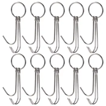 

OUNONA 10PCS Stainless Steel Processing Meat Butcher Hanging Double S-Hook for Hams Large Fish Hunting Bacon BBQ Grill Cooking