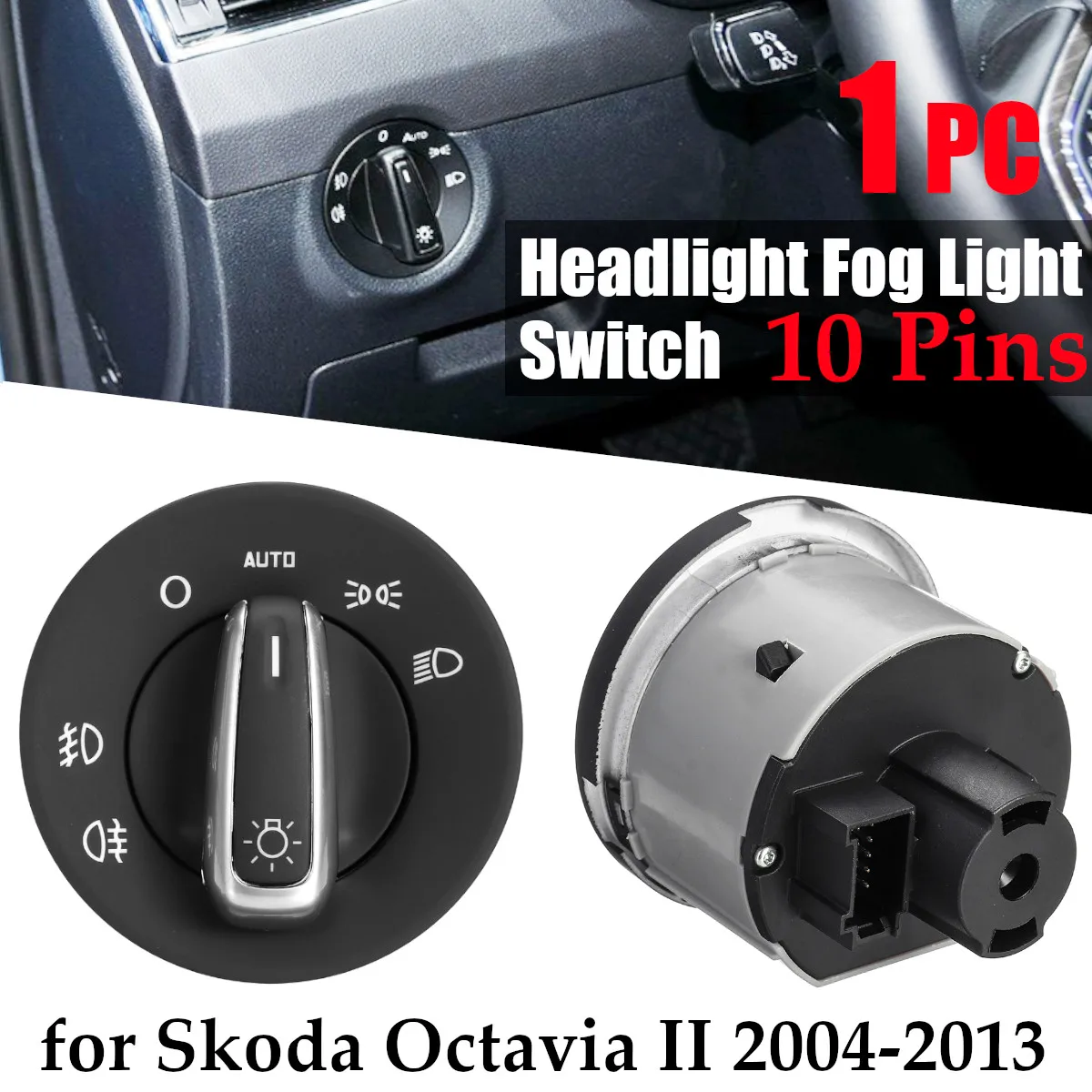 

Car Auto Fog Headlight Head Light Lamp Control Switch Switch For Skoda Octavia Ii 2004 - 2013 1Z0941431K