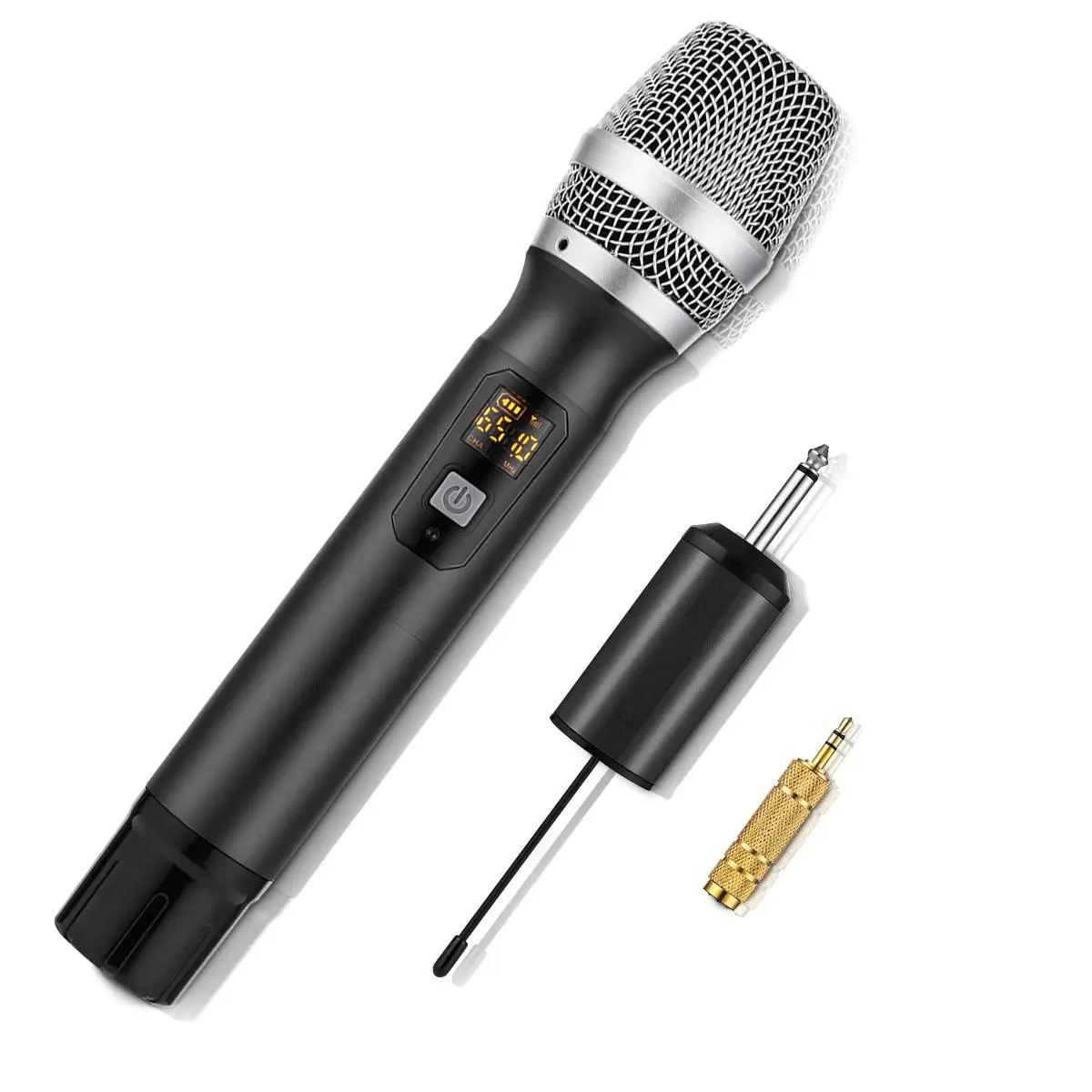 

UHF 25 Channels Auto Wireless Dynamic Microphone System with Receiver for Amplifier Mixer Speaker Desktop Bus Audio