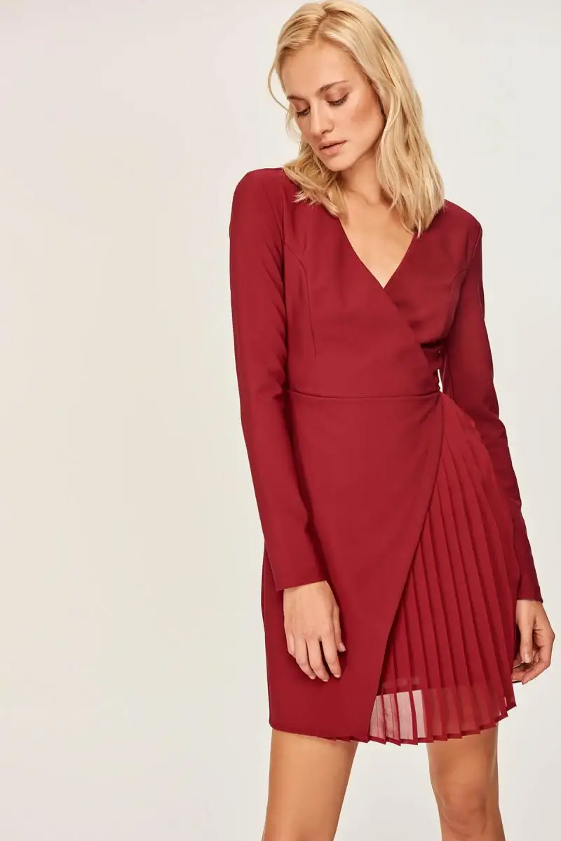 Trendyol Бордовое платье с рюшами TOFAW19CU0022|Платья| |