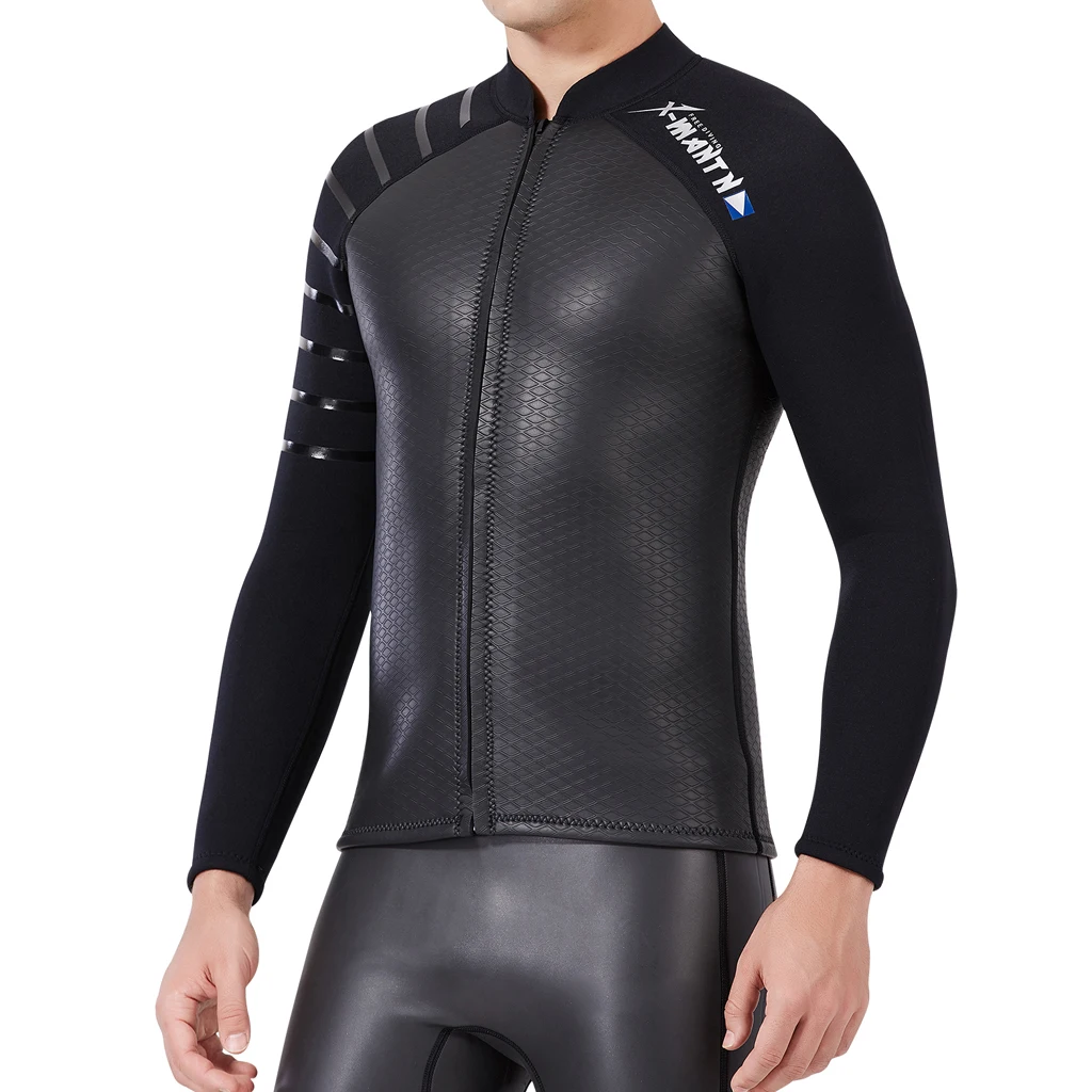 Гидрокостюм Топ для мужчин Премиум 3 мм неопрен Дайвинг костюм куртка длинные эластичные рукава для дайвинга сёрфинга подводное плавание