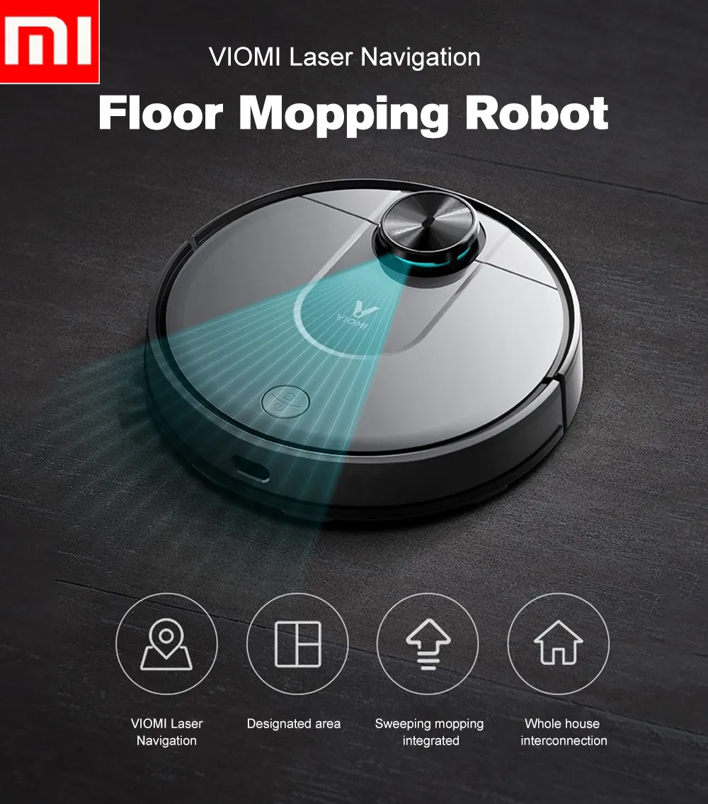 

New Xiaomi VIOMI V2 Laser Navigation Robot Vacuum Cleaner Home Automatic Sweeping Dust Sterilize Smart Planned Washing Mopping