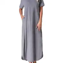 Летнее макси длинное вечерние облегающее платье Zanzea женское повседневное свободное одноцветное сексуальное хлопковое платье с v-образным вырезом и коротким рукавом размера плюс