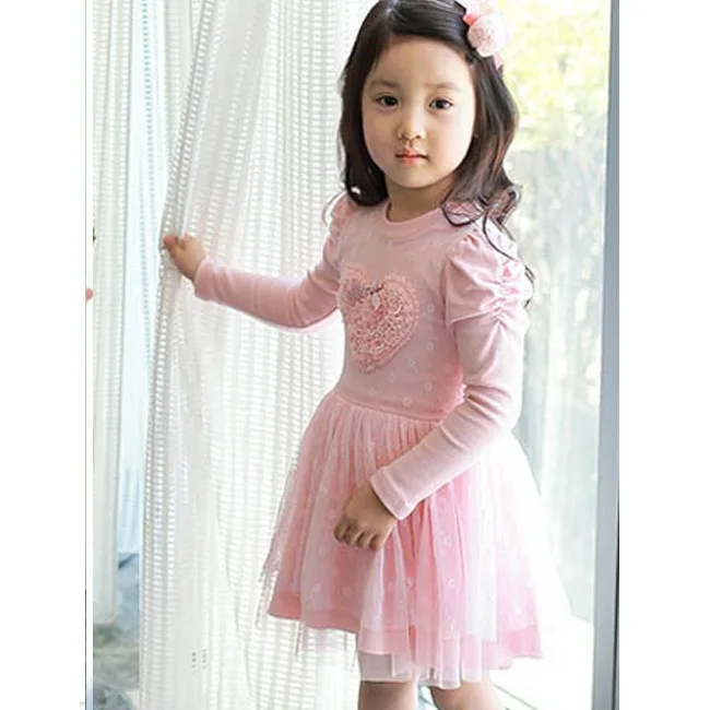 

Long Sleeve Heart Shaped Dress For Toddler Girl Autumn Winter Clothes