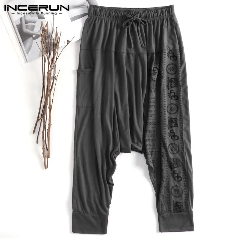 

Fashion 2019 Mens Harem Pants Hiphop Baggy Wide Legs Low Crotch Loose Fitness Joggers Yogo-Pants Dance Pants Sweatpants Hombre