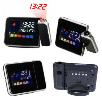

USB LCD Projektion Wecker Snooze Thermometer Digital LED Backlight Projects Accessories