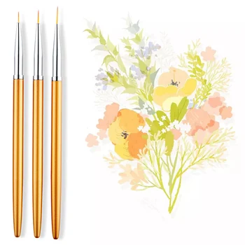 

3pcs/Set Gold Color Nylon Paint Brushes Different Size Watercolor Gouache Nail Brush Pen For Artist School Office Art Supplies