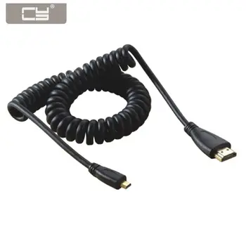 

CY Stretch Spring Micro HDMI to HDMI Male HDTV Cable for Cell Phone & Tablet & Camera for TF201 XOOM Left & Right Angled