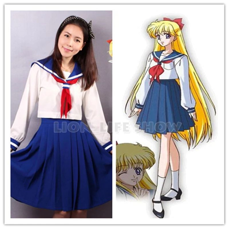 

Japanese Anime Sailor Venus Cosplay Costume sailor suit School Uniform Dress Sailormoon Customized XXS-XXXL