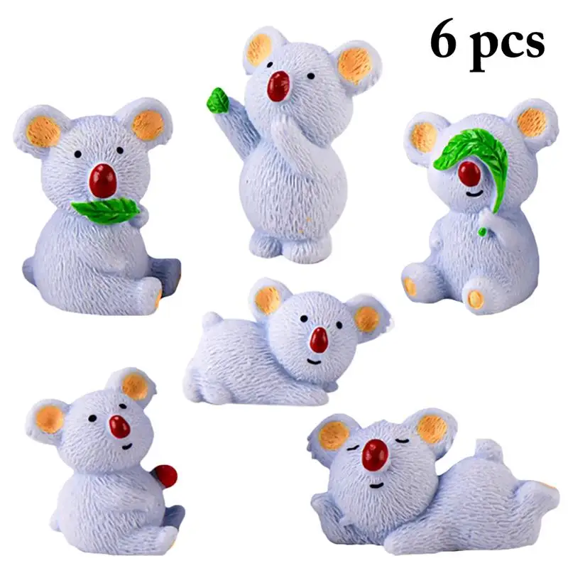 

6PCS Leisure Koala Bear Micro Landscape Resin Koala Creative Simulation Cartoon Decoration DIY Decoration Gift Accessories
