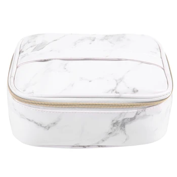 

Fashion Marble Print Pu Square Shape Makeup Brushes Cosmetic Organizer Bag Necessaries Storage Organizer Toilet Bag