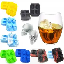 Силиконовые 3D череп ледяной куб формы Лотки Плесень коктейли виски льда вечерние Хэллоуин