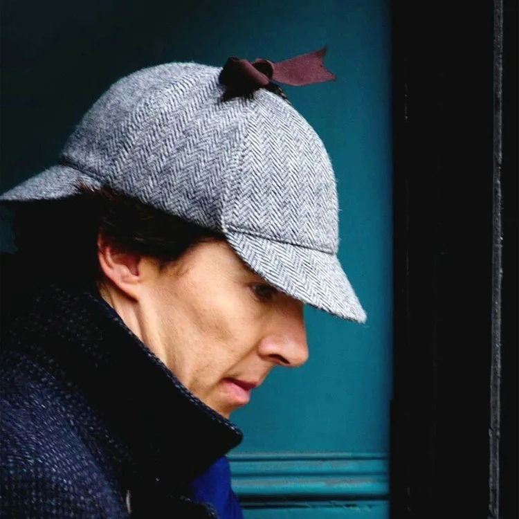 

New Brand Sherlock Holmes Hat Deerstalker Tweed Baseball Cap Sherlock Cosplay Detective Cap Novelty Accessories Sombrero