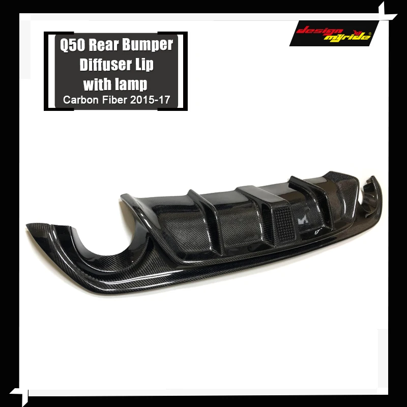 Para Infiniti Q50 fibra de carbono añadir en el difusor de parachoques trasero del coche alerón de labios Q50 Q50S con el difusor de parachoques trasero de la lámpara labio 2015-2017