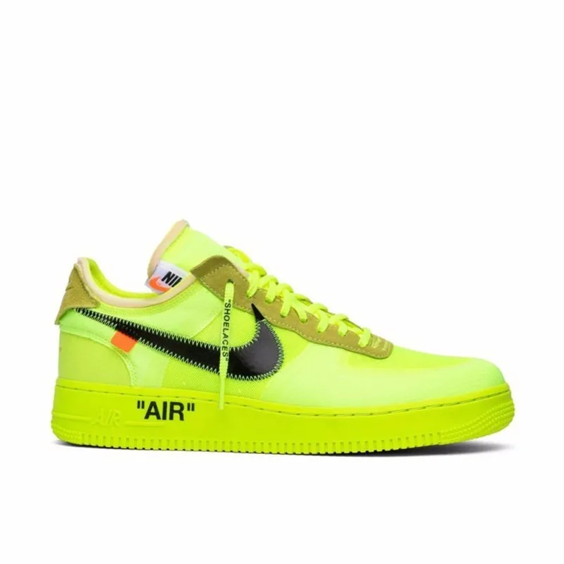 Nike Air Force 1 OFF-WHITE OW Men Skateboarding Shoes Fluorescence Green Comfortable Sneakers#AO4606-700