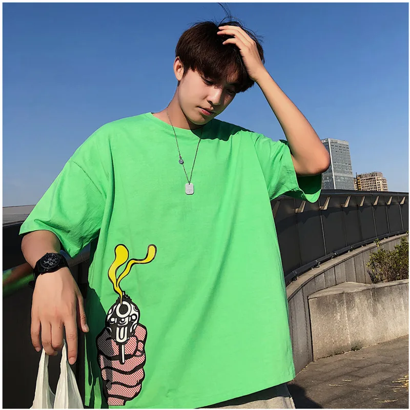

Men's T-shirt 2019 Korean version of the tide brand summer new couple T-shirt youth casual personality fashion men's clothing
