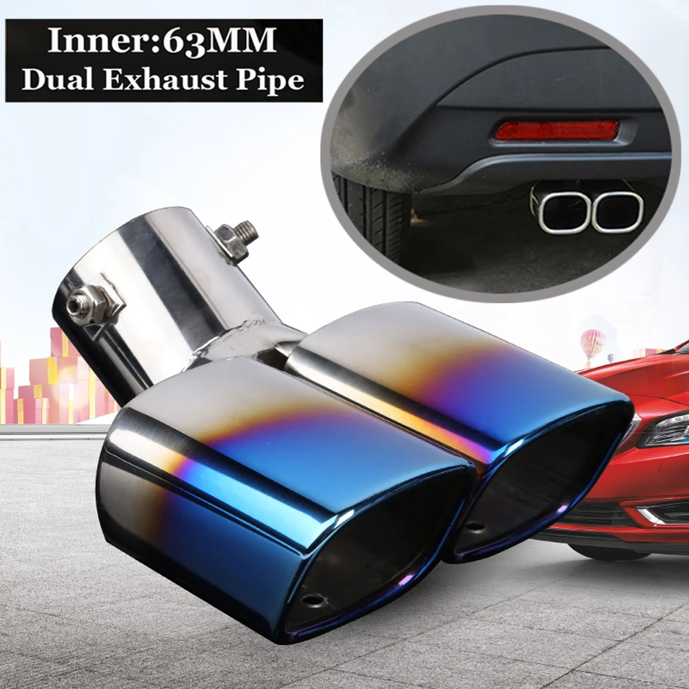 Blue Steel Car Tailpipe Cover 63mm 2.5 Inlet Exhaust Tail Muffler Rear Pipe Tip Blue Steel Car Tailpipe Cover 63mm 2.5 Inlet Exhaust Tail Muffler Rear Pipe Tip