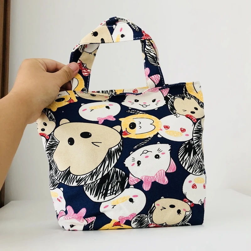 

IVYYE 1PCS Big Mickey Fashion Portable Canvas Lunch Bags Cartoon Picnic Bag Food Box Tote Storage For Women Girls Kids
