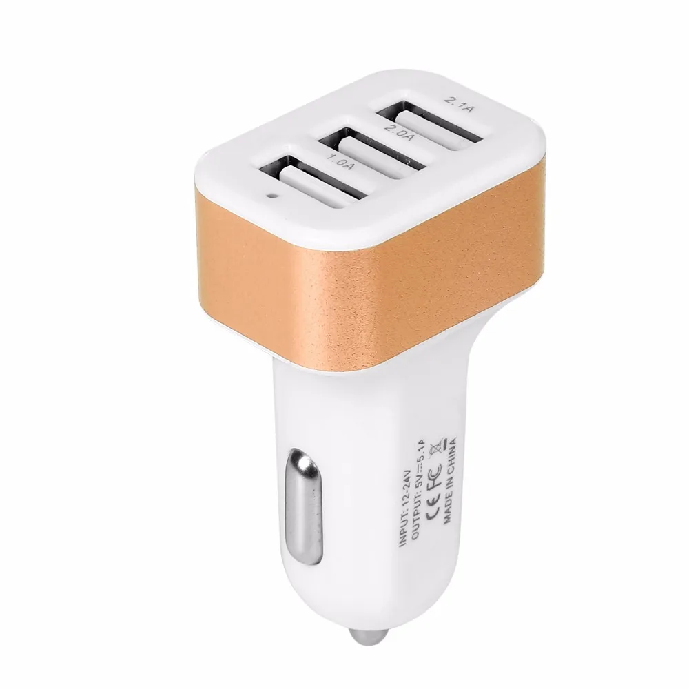 Автомобильное зарядное устройство с 3 usb портами 5 цветов 12 В 24 быстрая зарядка USB 2