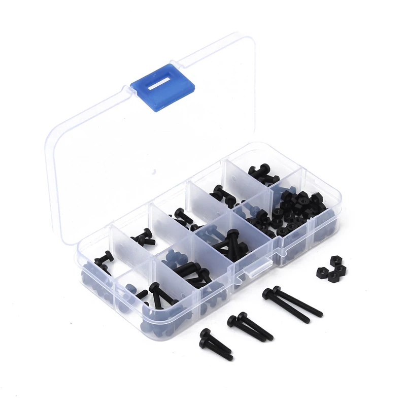 

Suleve 160Pcs/set Metric M3 8 Sizes M3x5/6/8/10/12/15/18/25MM Assortment Stand-off Nylon Screws Bolt & Nuts Kit Box with Case