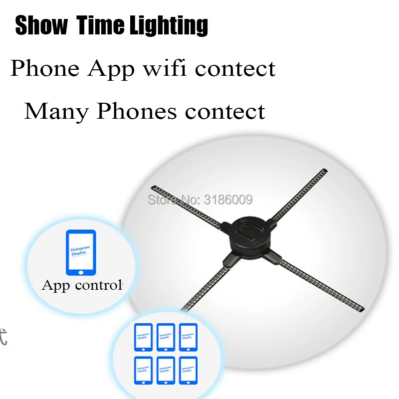 

4 Leafs 3D Holographic Fans Display Remote Control By Phone App Via Wifi Hologram Player Fan clearly Dispaly Video Picture