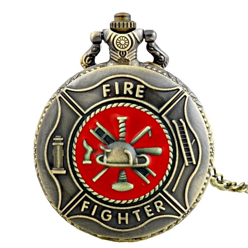 IBEINA пожарный армейский USMC тема Полный Охотник кварцевые гравированные Fob ретро кулон карманные часы цепь подарок