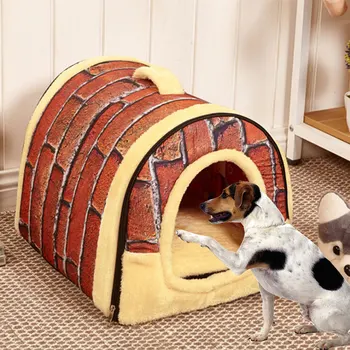 

Pet House Foldable Bed With Mat Soft Winter Dog Mats Puppy Sofa Cushion House Kennel Nest Dog Cat Bed For Small Medium Dogs