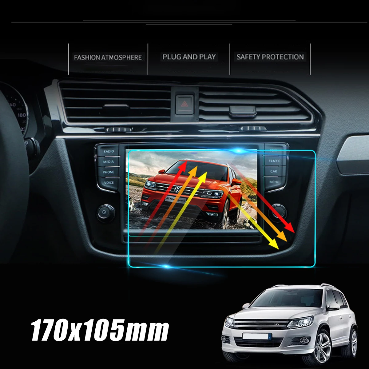 

8inch for Volkswagen for VW Tiguan MK2 2016 2017 2018 Car GPS Navigation Screen Glass Steel Protective Film Sticker