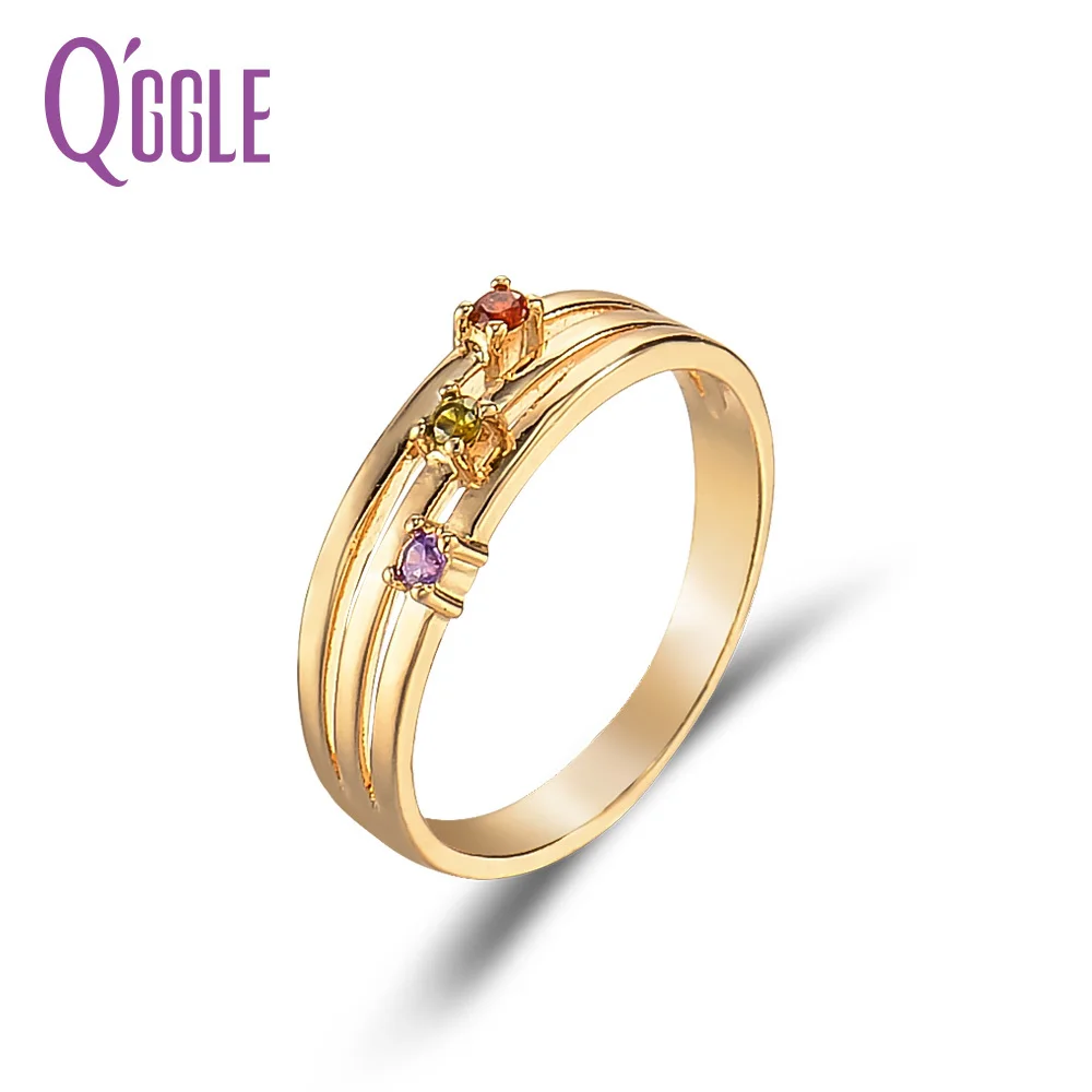 

QGGLE Red Zircon Ring For Women Gold Color Jewelry 2019