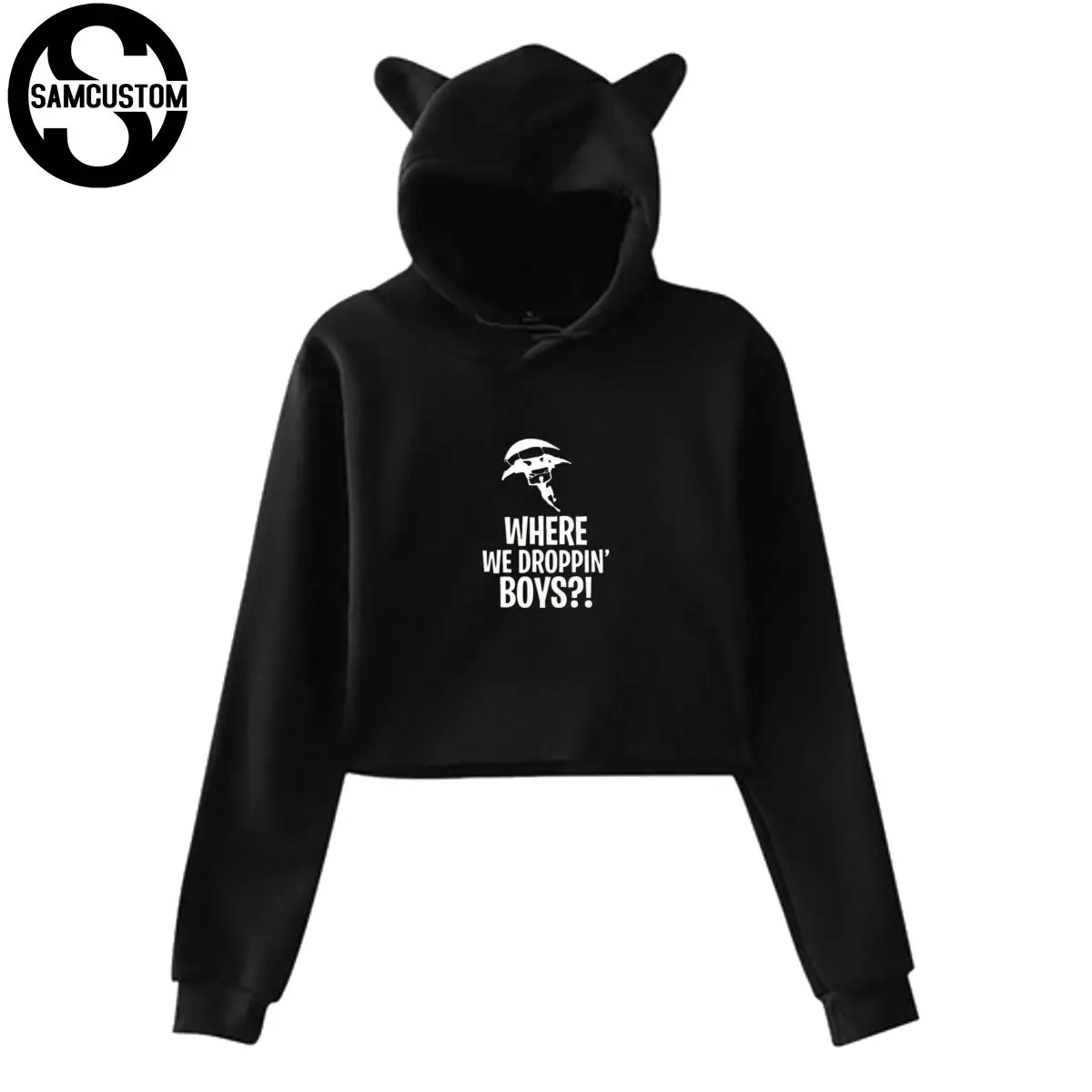 SAMCUSTOM Where We Droppin для мальчиков 3D женщин с кошачьими ушками midriff длинным рукавом