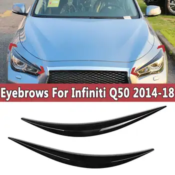 

Glossy Black ABS Headlight Eye Lid Eyebrows Cover Trim For Infiniti Q50 2014 2015 2016 2017 2018 3D Black Car Stickers