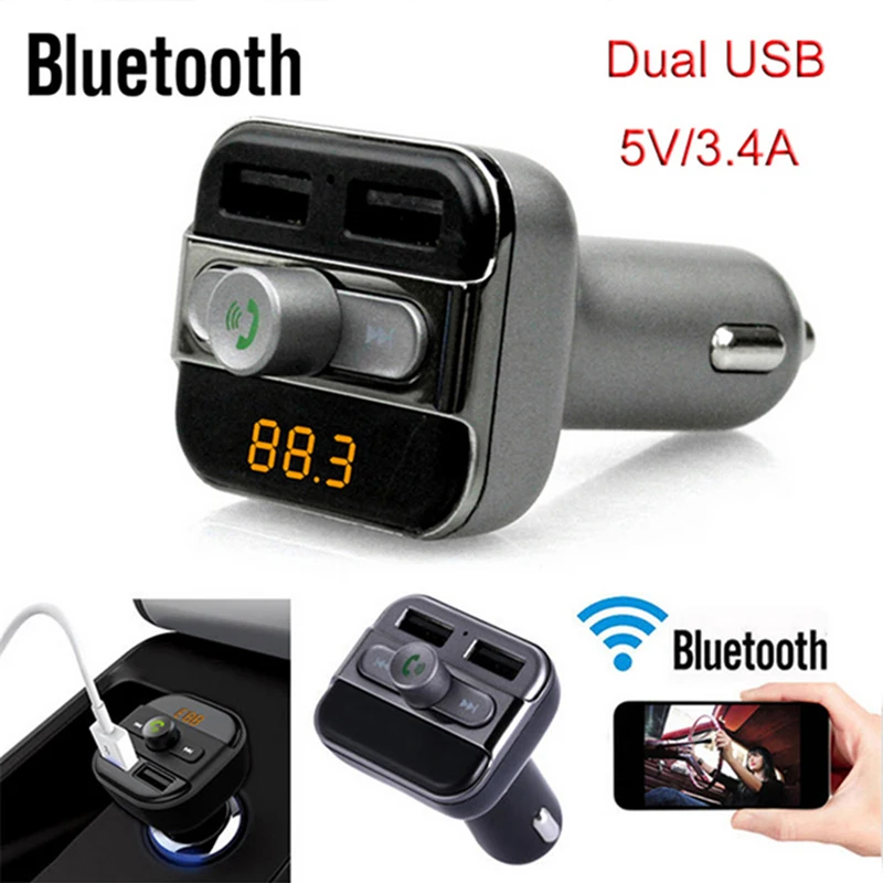 

Cheap Promotion FM Transmitter BT20 Bluetooth Handsfree Car MP3 WMA Audio Car Kit 5V 3.4A Dual USB Charger TF Card Music Play