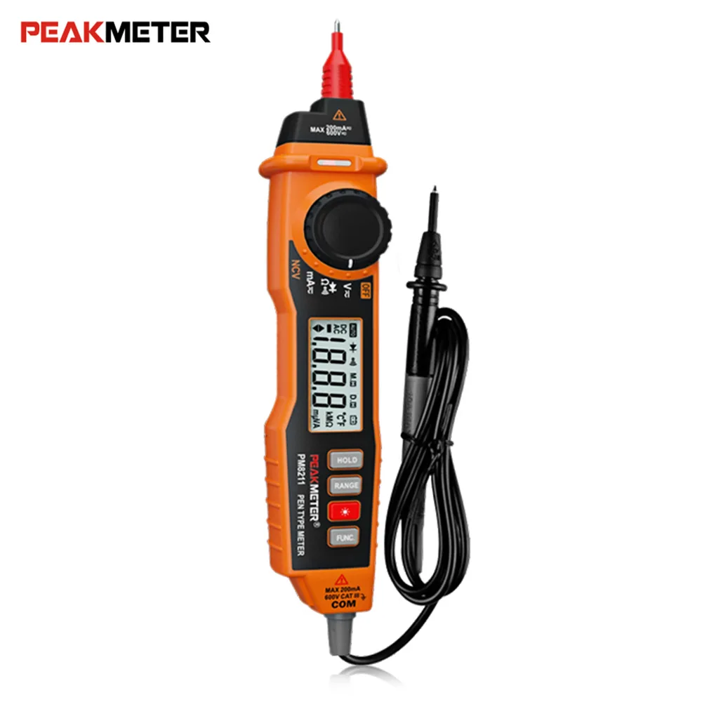 PEAKMETER MS8211 Цифровой мультиметр 2000 отсчетов Тип ручки с бесконтактным ACV/DCV электрический ручной тестер