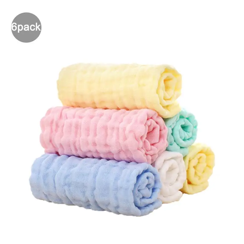 

6 Loaded Cotton Six-layer Gauze Pleated Square Towel 28*28 Baby Saliva Towel Bubble Gauze Wash Towel Children Towel