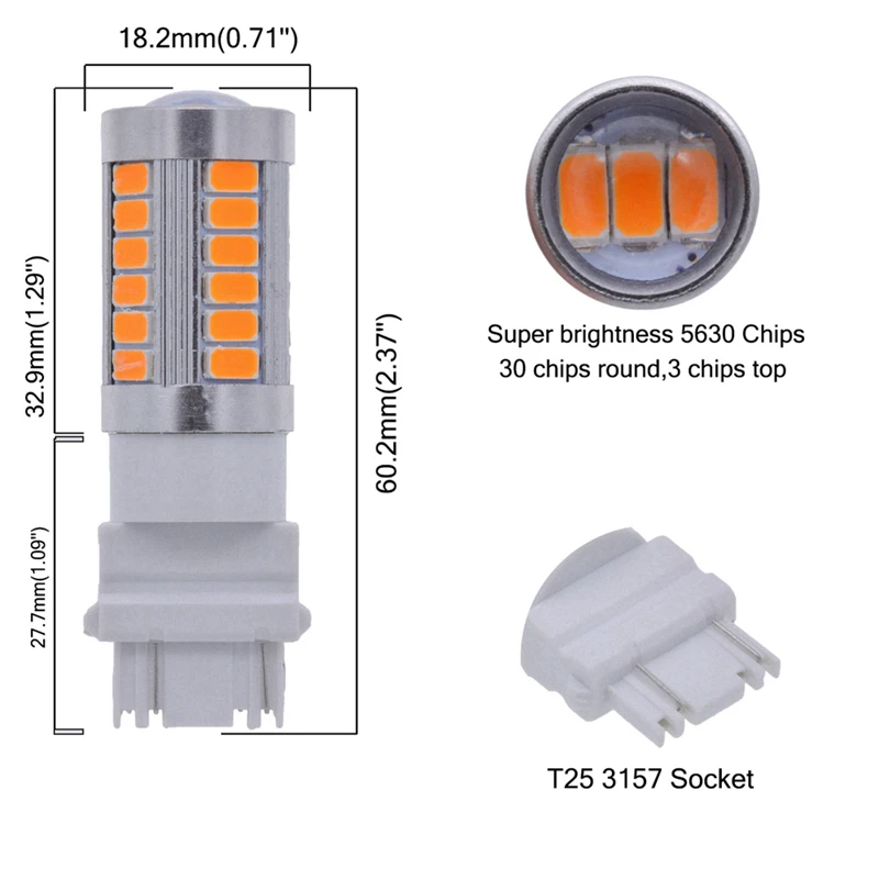 Hiyork 2 шт. T25 3157 светодиодный лампы для автомобилей тормоз/стоп-сигналы Янтарный/освещение белый красный светодиодный ламп двойного контакта поворотники Авто