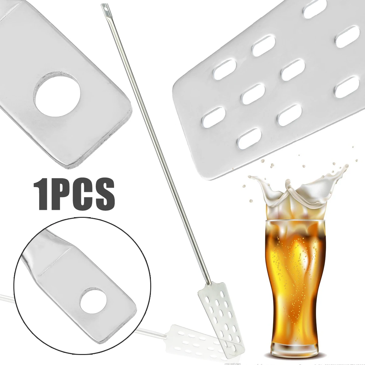 

1pc 62cm Stainless Steel Wine Stirrer Paddle Wine Mash Tun Mixing Stirrer Paddle 15 Holes Home Beer Wine Brewing Tool