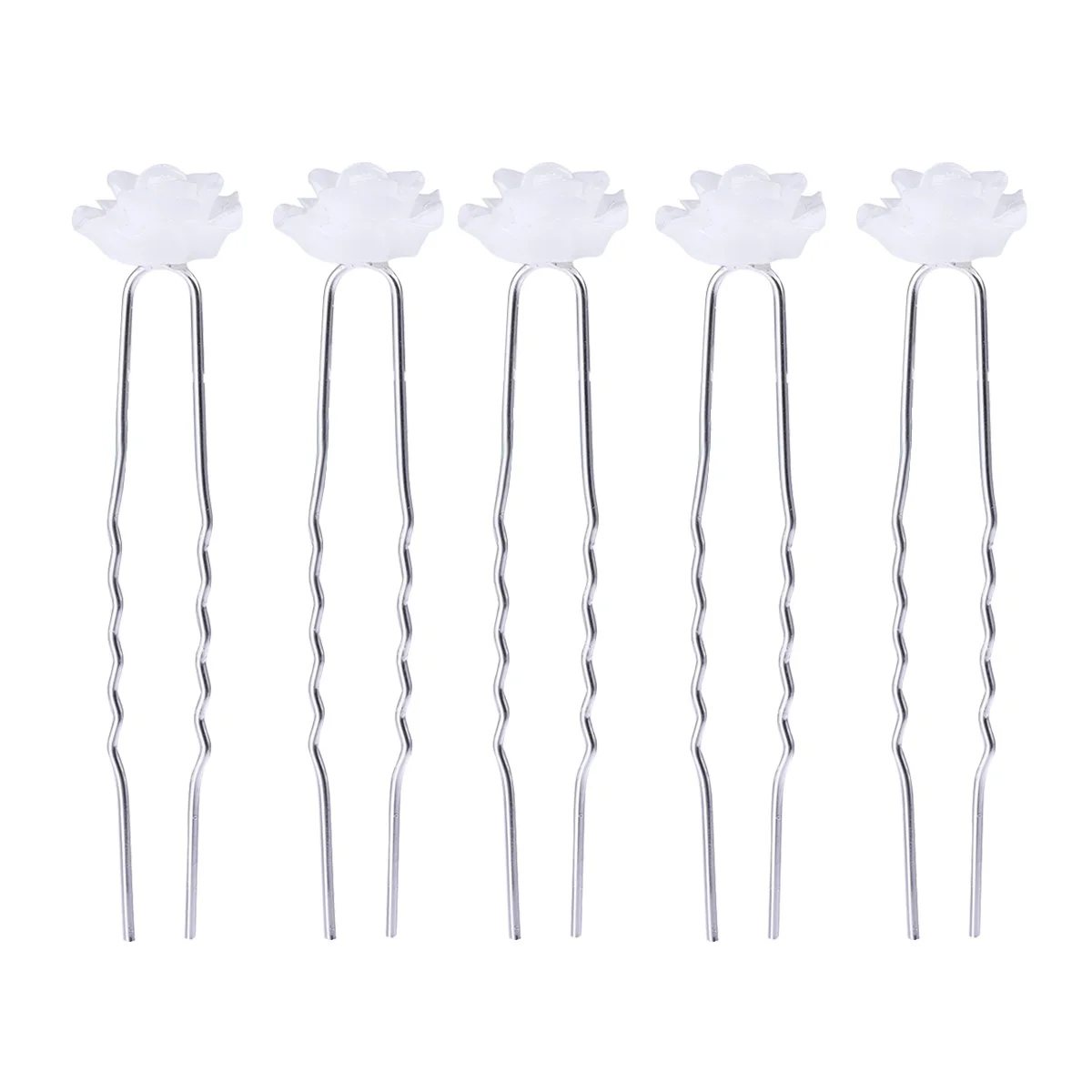10 pcs Hair Pins Alloy White Rose U Shaped Hair Accessiories Hair Clips