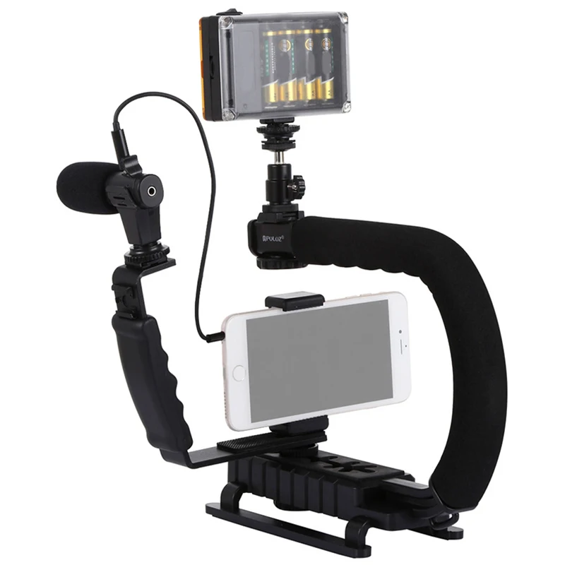 

TTKK PULUZ DV Bracket Stabilizer Set U/C Shape Portable Handheld Bracket LED Studio Light Microphone Kit For iphone Nikon Cano
