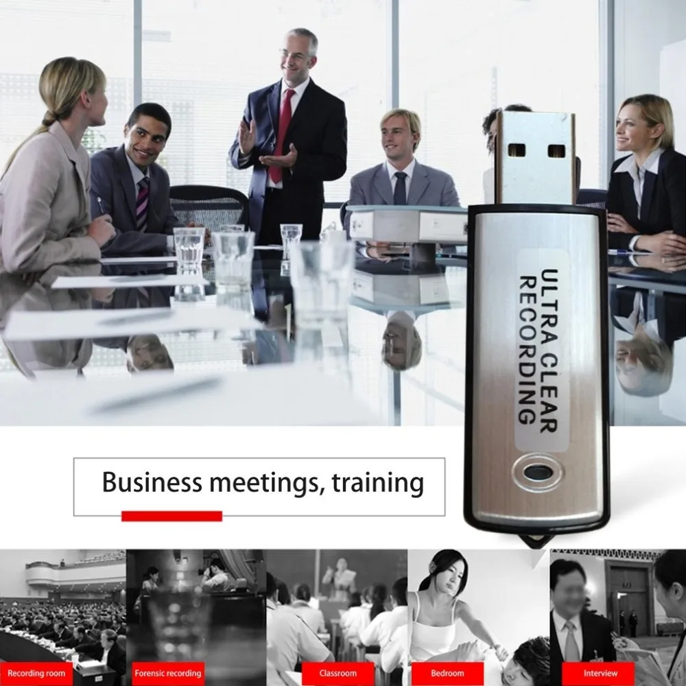 Mini Audio Voice Recorder Original 8/16G Pen Digital USB Rechargeable Ultra Clear Recording Dictaphone USB Flash Drive for Meet
